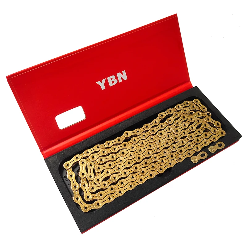 Best YBN mountain bike chain 11 speed road folding bike 22 33 speed gold full engrave  semi-hollow chain 4