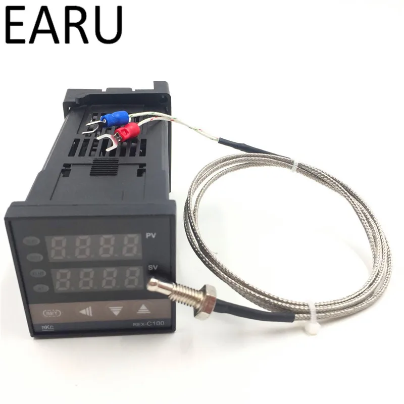 Dual Digital RKC PID regulátor teploty REX-C100 univerzální vstup SSR reléový výstup + M6 sonda 1m kabel K typethermocouple Hot