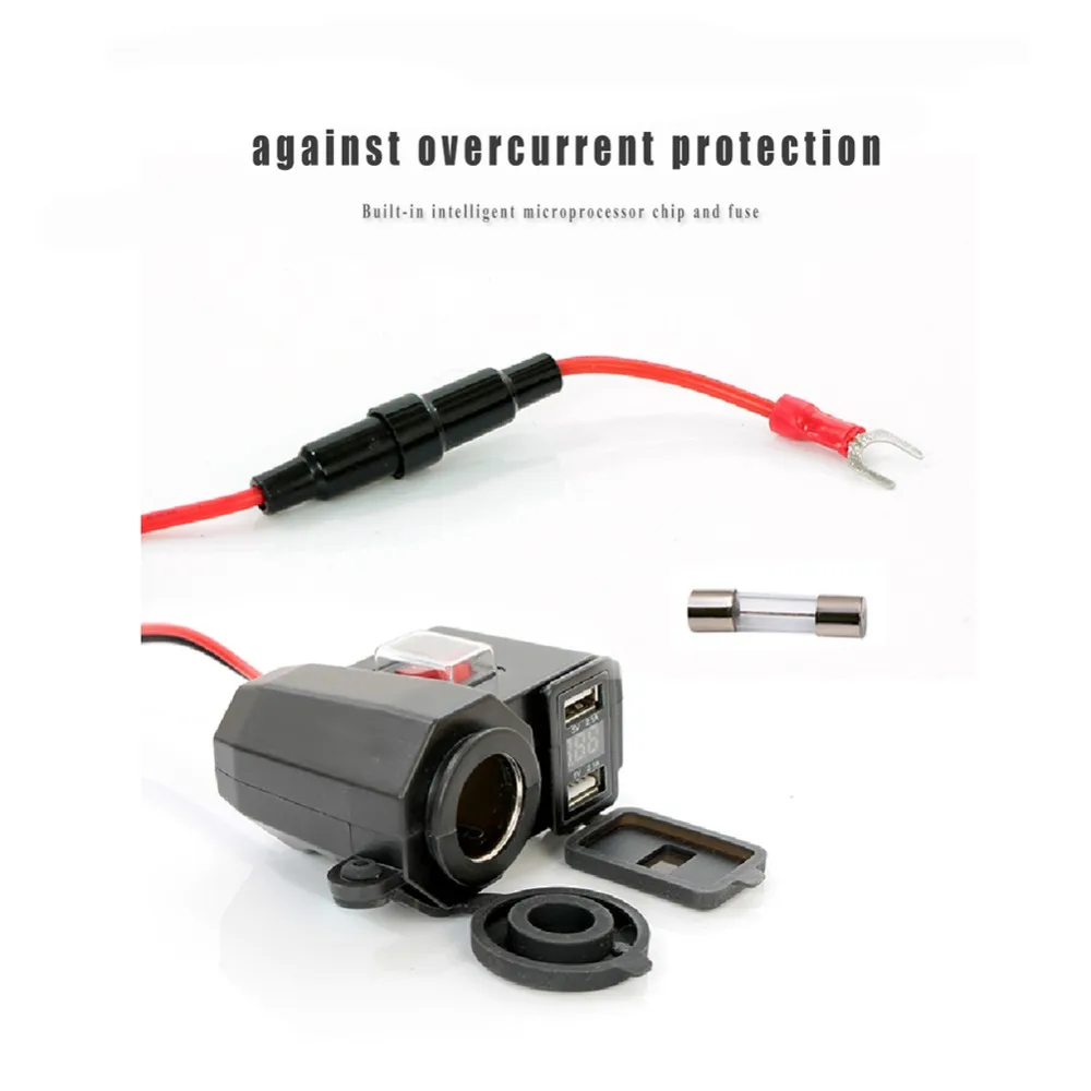 12V Водонепроницаемый Dual USB Зарядное устройство мотоцикл Мощность разъем адаптера