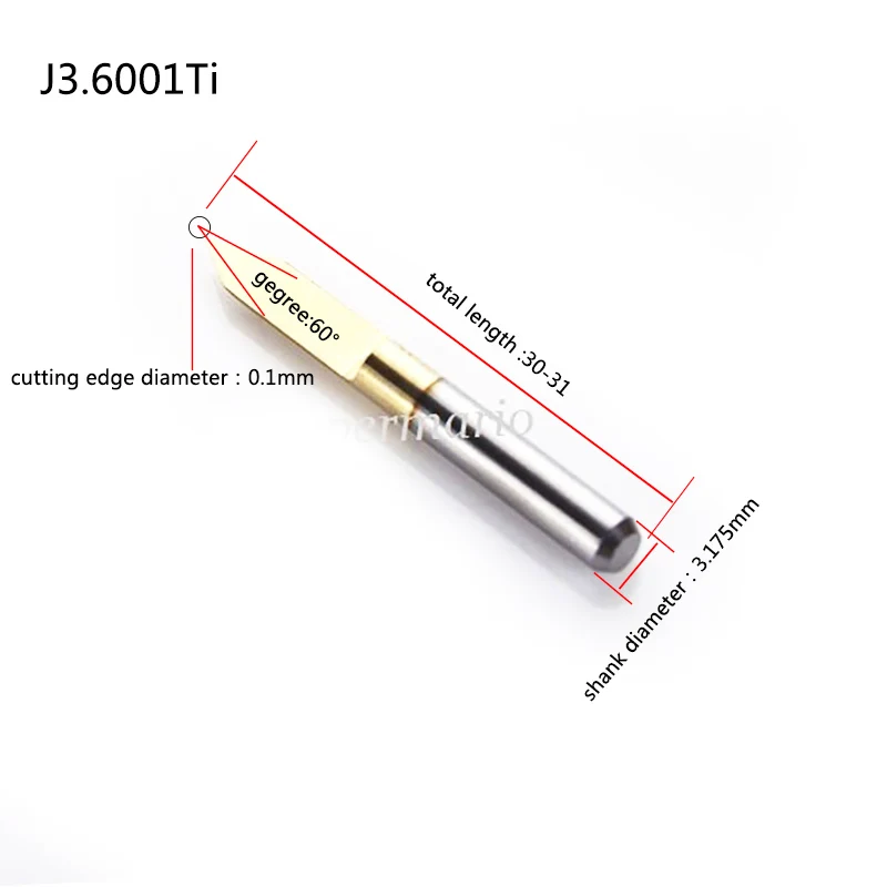 Shina 10 шт. Фрезерный резак с титановым покрытием нож с карбидным лезвием 1/" хвостовик градусов 10-90 PCB гравировальные биты CNC Маршрутизатор Инструменты Концевая мельница - Длина режущей кромки: J3.6001Tix10pcs