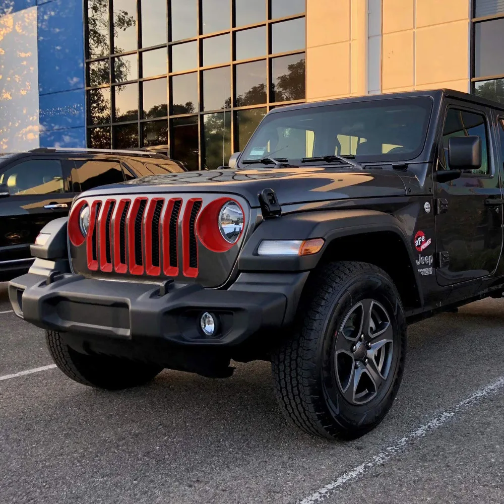 Сетчатая решетка для Jeep Wrangler JL вставка гриля 7 шт. и 2 Накладка фар черный