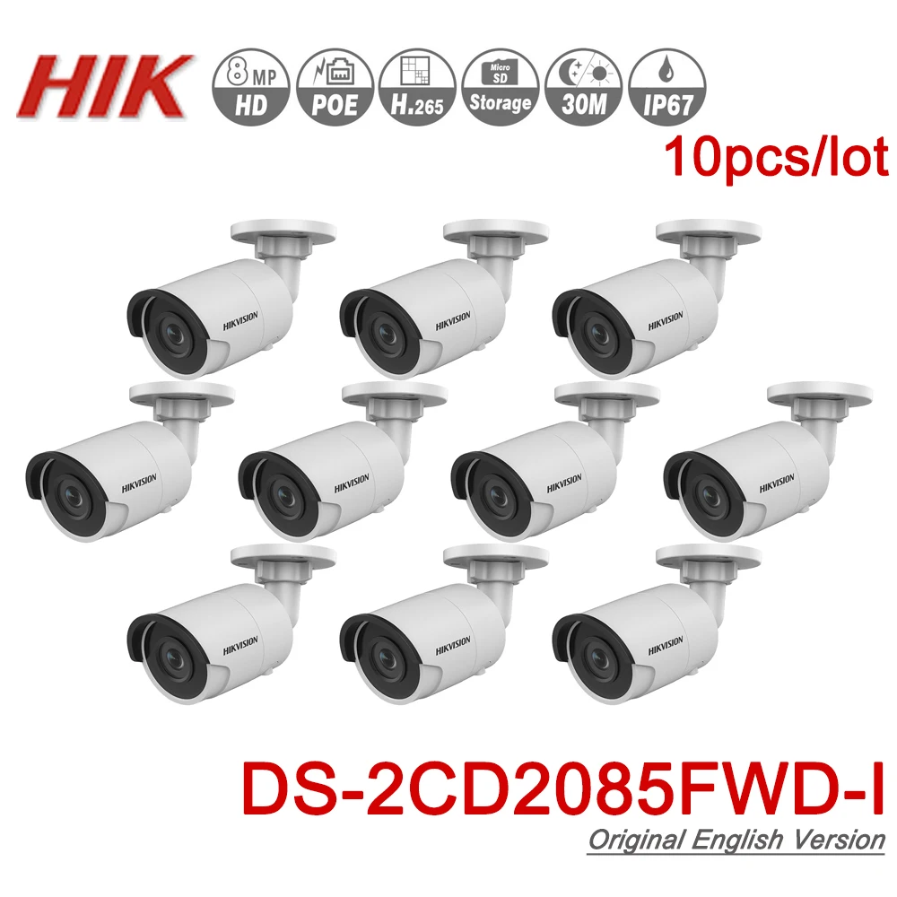 

Hikvision Original IP Camera 8MP DS-2CD2085FWD-I Bullet network CCTV Camera Updateable WDR POE SD Card Slot 10pcs/lot