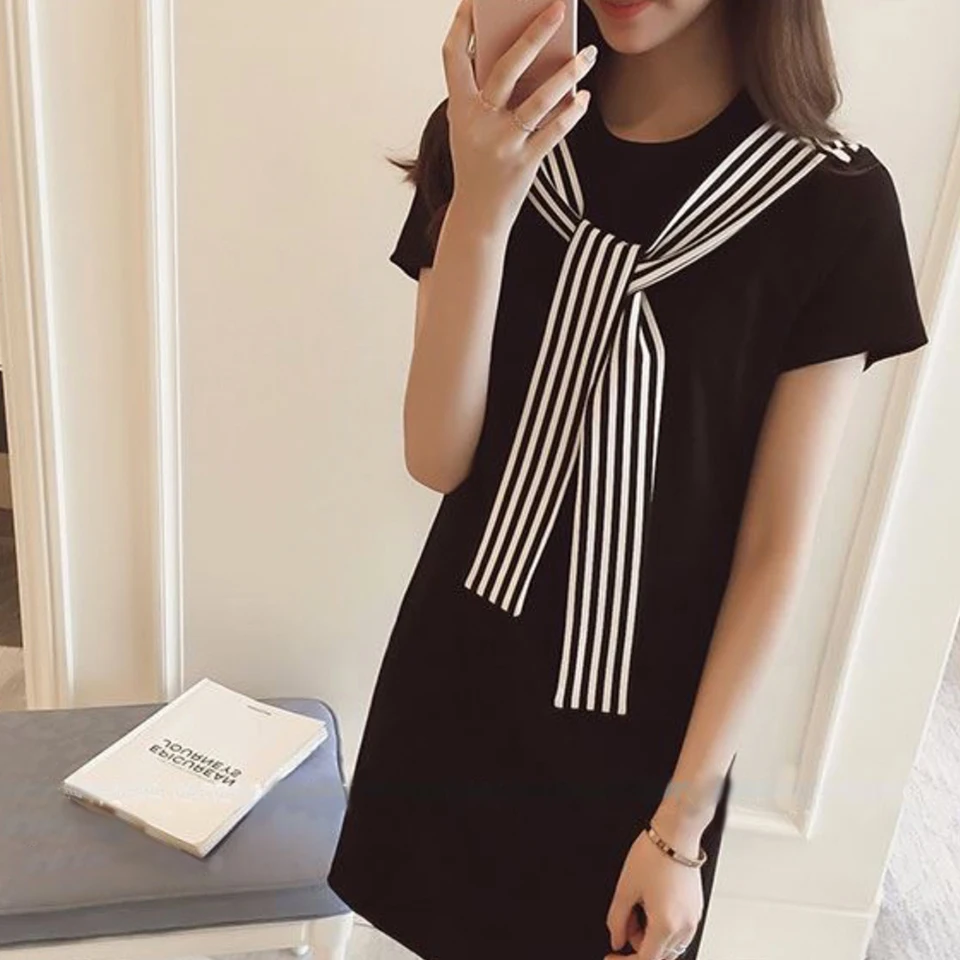 Модная Корейская одежда Sukienka вертикальный платье в полоску Винтаж матрос Kawaii Kleid
