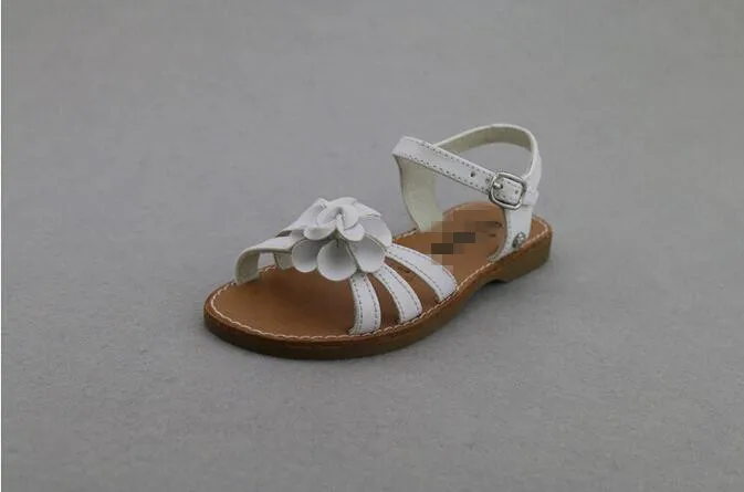 KSL-995661; Розничная ; новинка года; модные летние сандалии для девочек; белые сандалии на плоской подошве с аппликацией; детские сандалии из свиной кожи