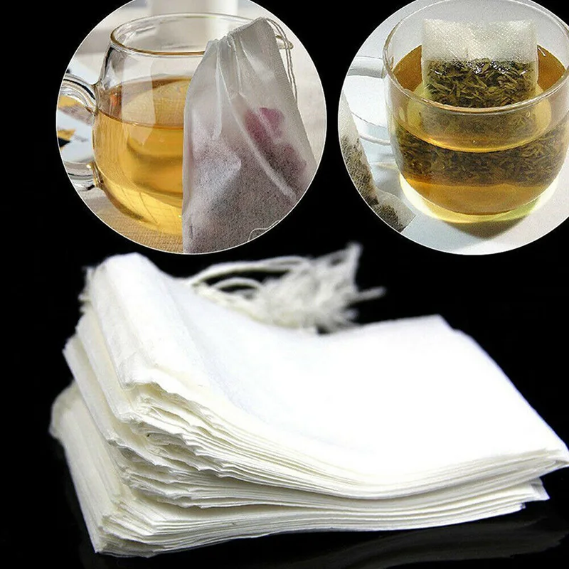 100 шт Одноразовые пустые чайные пакетики струны тепловое уплотнение фильтр бумага травяной листовой чай мешок белый дом горячий