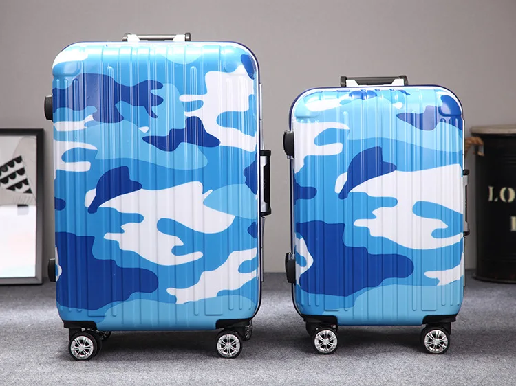 

Camouflage rolling Luggage trunk on wheel Travel bag spinner hardside luggage