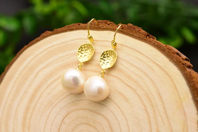 GLSEEVO Freshwater Pearl Earrings Women's pendant earrings Hammer Silver  Sterling 925 Fine Jewelry boucle oreille perles GE0688 - AliExpress
