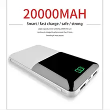 powerbank20000mAh Цифровой Дисплей Мобильная мощность большая емкость банк питания Зарядка сокровище для iphone X 8 для xaiomi