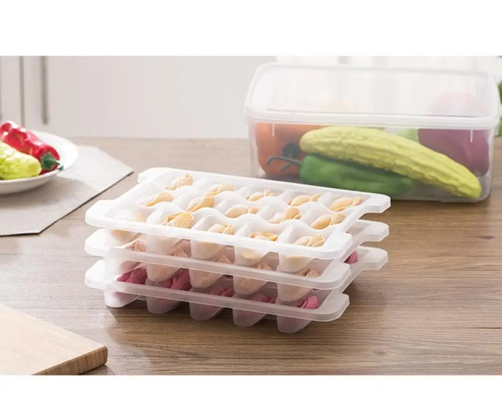 New Refrigerator Fresh Keeping Storage Case Holder 3-Layers Dumpling Box Thawing Box