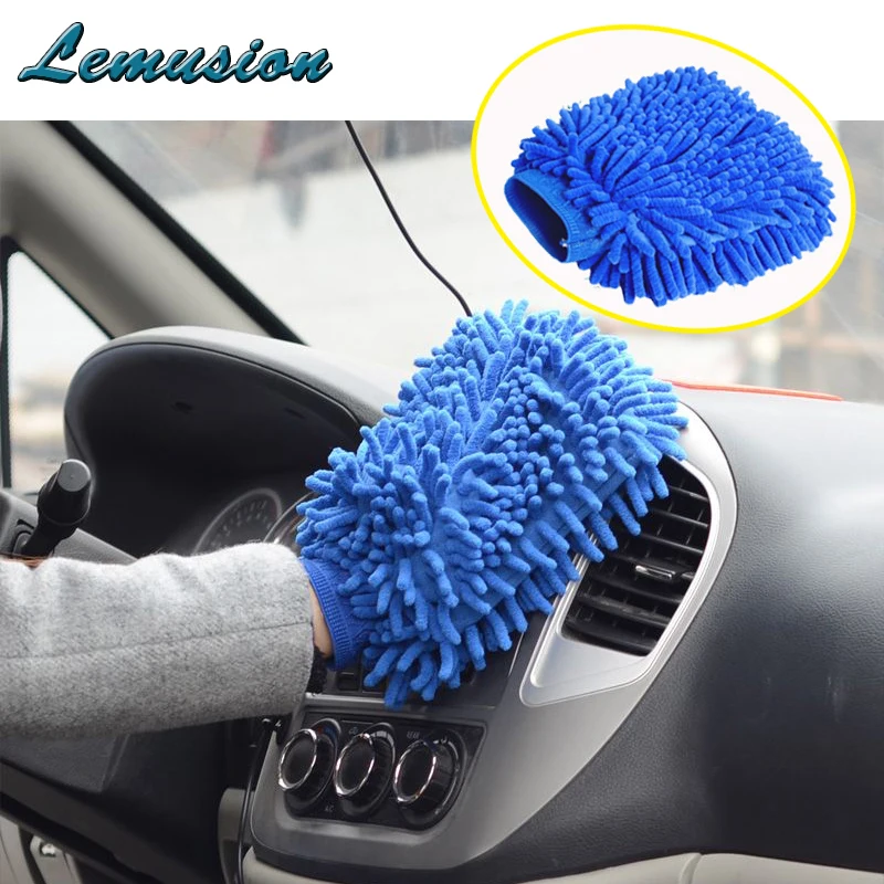 1Pcs Car washing gloves Double sided thickening Chenille gloves for