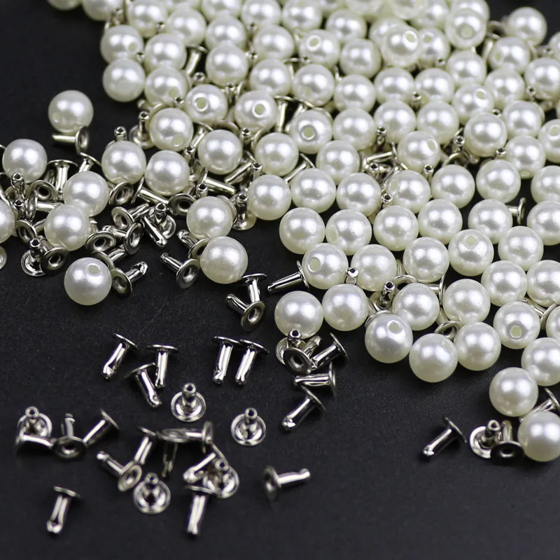 Заклепки с имитацией жемчуга 6 мм 200 шт.|pearl rivet|rivet diyrivet spike |