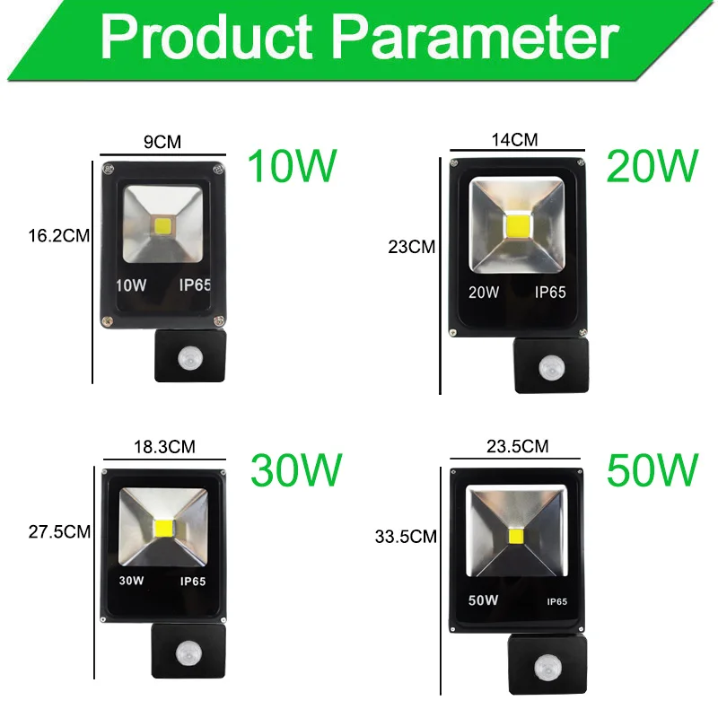 Светодиодный прожектор 50 Вт 30 Вт 20 Вт 10 Вт AC/DC12V 220 В прожектор с датчиком лампы отражатель IP65 Водонепроницаемый Сад Открытый RGB Освещение