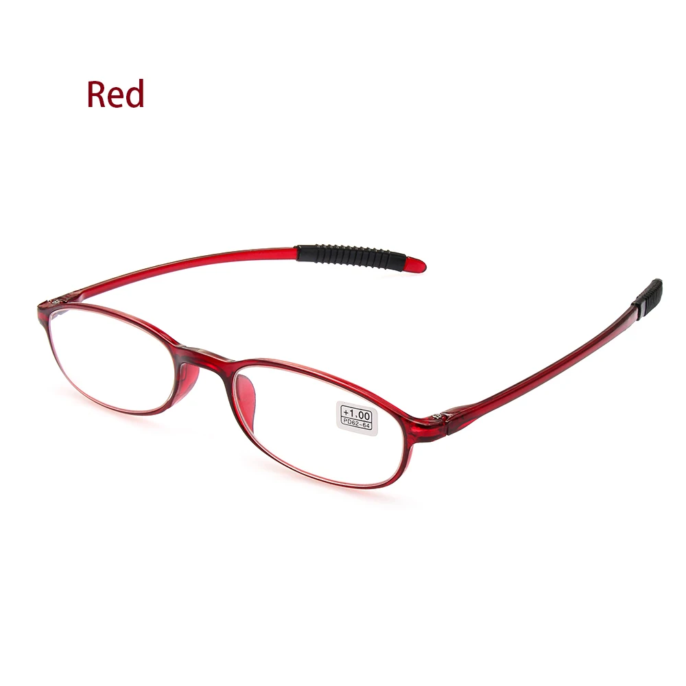 Magnifying Ultralight Reading Glasses For Elder Vision Care Men Women Bifocal Resin Anti-Skidding Eyeglasses+1.0~+4.0 Diopter - Цвет оправы: red glass