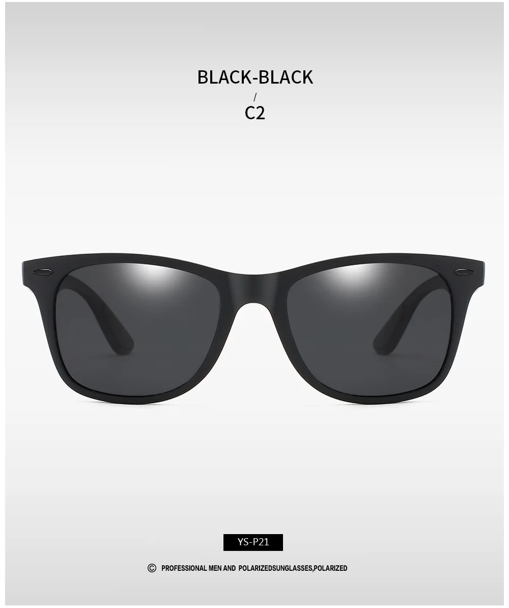 Фирменный дизайн, Классические поляризованные солнцезащитные очки для мужчин и женщин, для вождения, квадратная оправа, солнцезащитные очки, мужские очки, UV400 Oculos De Sol - Цвет линз: P21 C02 POLARIZED