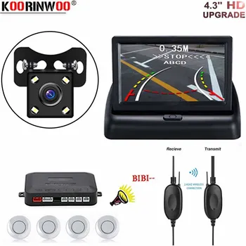 

Koorinwoo wireless Car Dynamic Trajectory Reverse Camera Foldable Monitor Auto Accessories Parking Sensor Radar Alarm System Kit