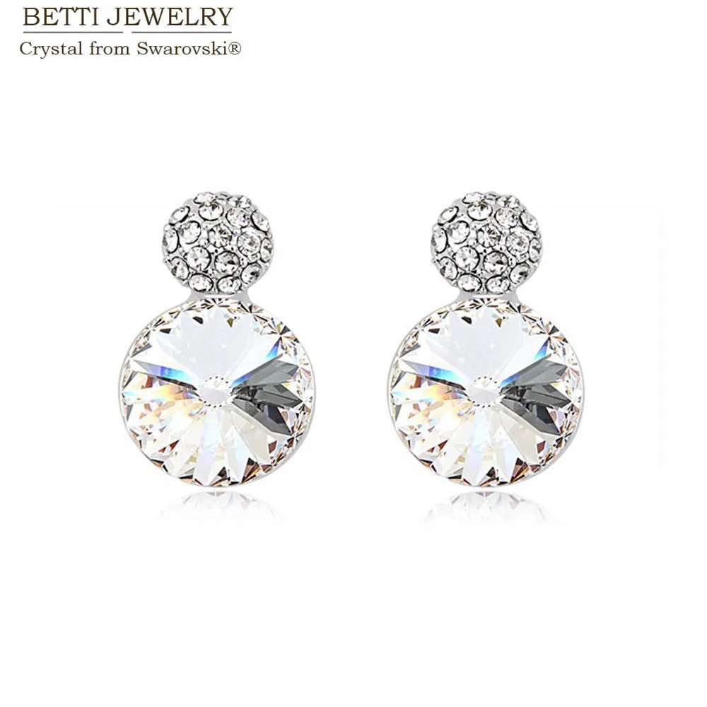 Подарок на день Святого Валентина классические Очаровательные Круглые серьги-гвоздики с кристаллами Swarovski
