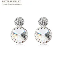 Подарок на день Святого Валентина классические Очаровательные Круглые серьги-гвоздики с кристаллами Swarovski