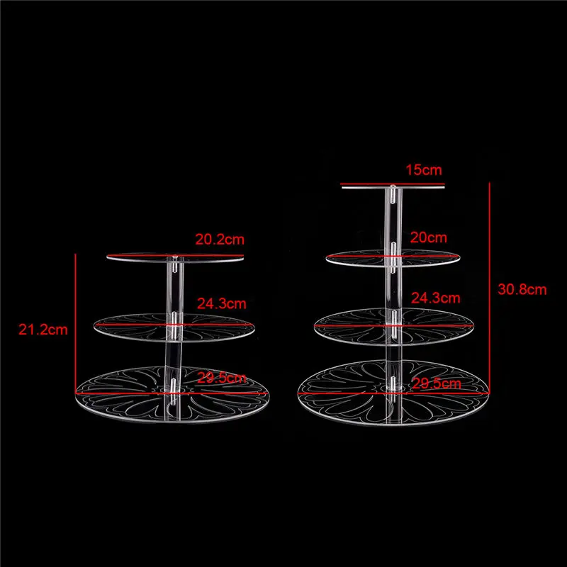 Круглая акриловая 3/4 ярусная подставка для торта для кекса, держатель для сборки и разборки, домашнее оборудование для дня рождения, подставки для свадебной вечеринки