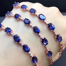 Отличающаяся хорошей устойчивостью Натуральный 5*7 мм темно-синие браслет с топазами s925 стерлингового серебра ювелирные украшения для женщин вечерние природным драгоценным камнем