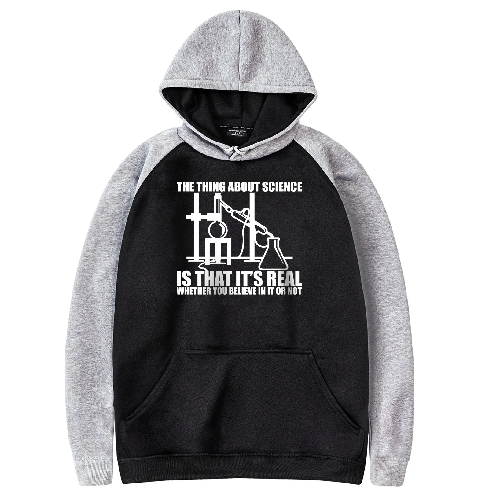 

Raglan Hoodie Science Real Believe or Not Funny Printed Men's Pullover Spring Autumn Harajuku Streetwear New Arrival Casual Hot
