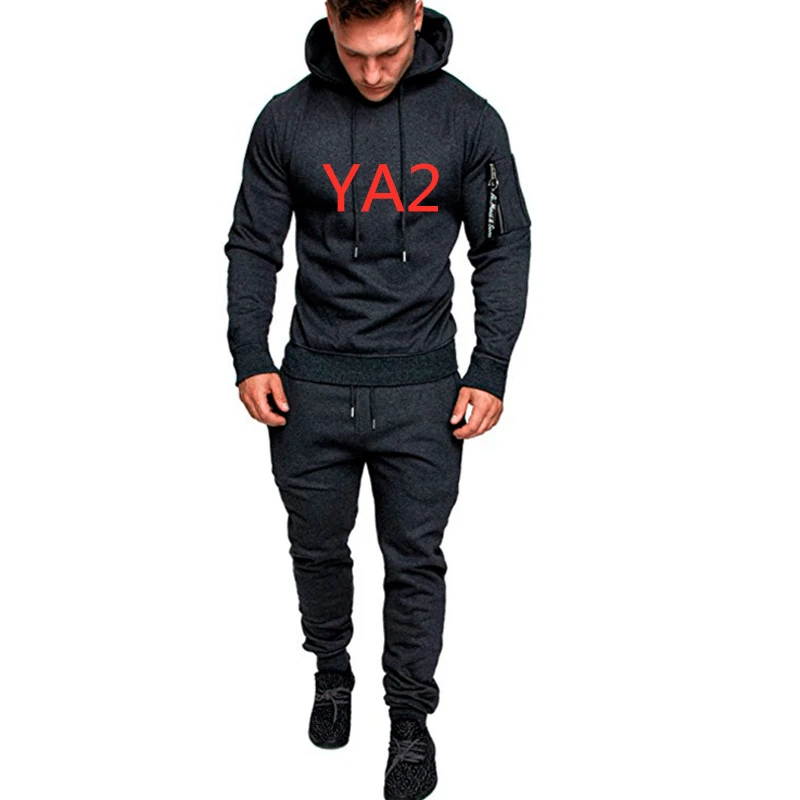 YA2 мужские повседневные приталенные худи с логотипом, весенне-осенняя верхняя одежда, костюм, толстовки мужские куртки, спортивные костюмы