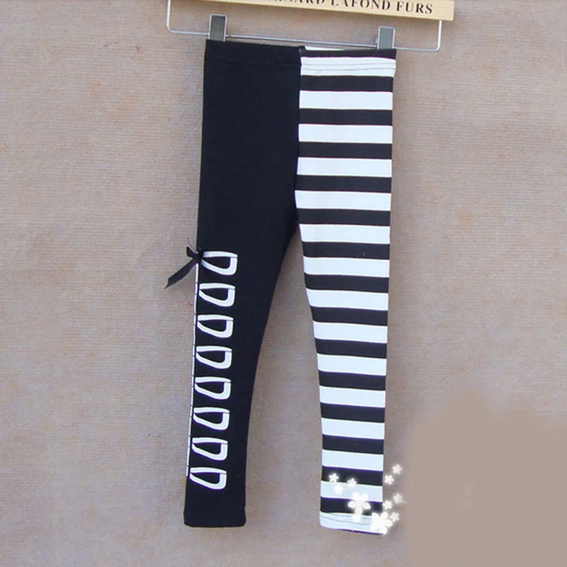 girl pants Black white stripe kids leggings Toddler classic AB Leggings