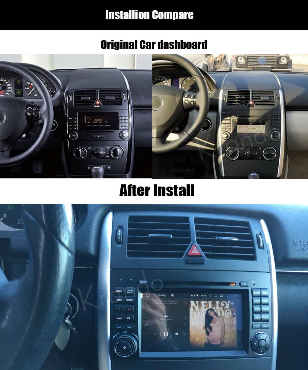 Sale Krando 7" Android 9.0 car GPS navigation for Benz B class W245 2005-2012 FOR Mercedes-Benz Vito 2003-2012 audio radio dvd player 1