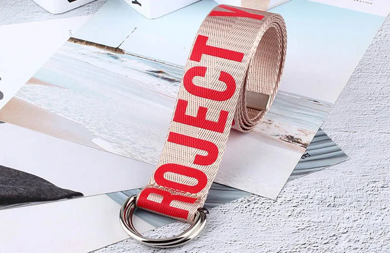 Модный тканевый ремень с буквенным принтом Harajuku для мужчин и женщин ...