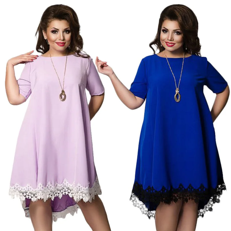 Кружевное платье с коротким рукавом большого размера 5XL 6XL новое летнее платье с открытой спиной большого размера Женская одежда свободного кроя синее платье новое