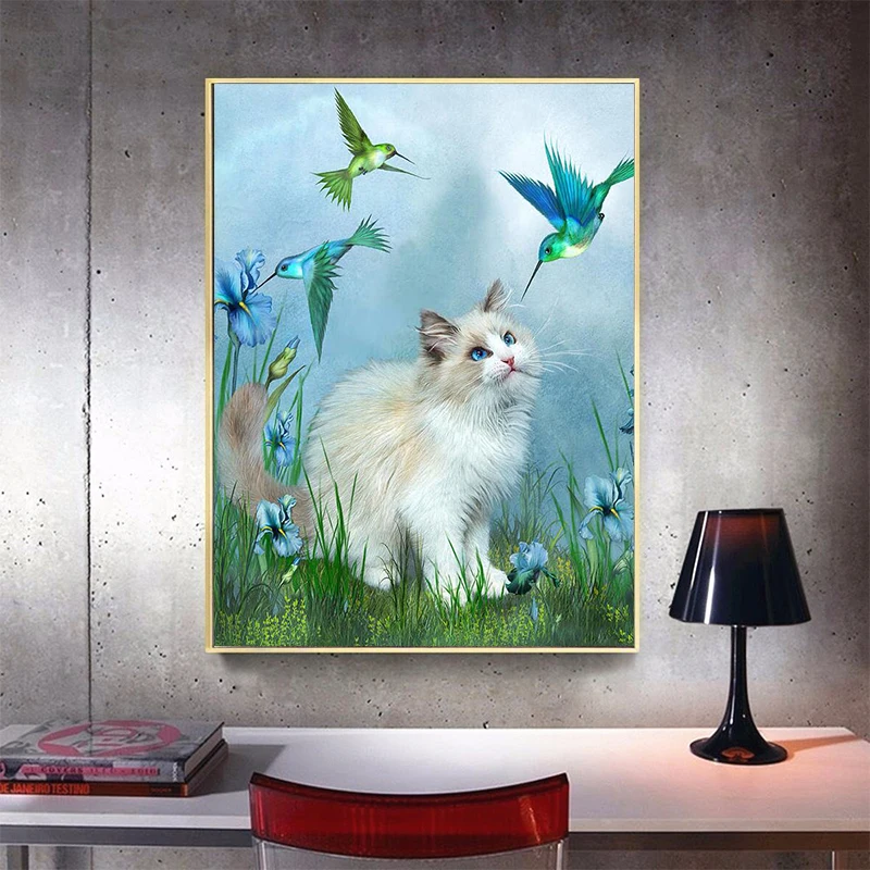 

5d Diy Diamond Painting Cat and bird picture of Rhinestones 3d Diamond Embroidery Sale Diamond Mosaic Decor Art Handicraft TY115