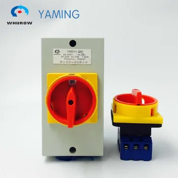 

Isolator switch with waterproof box 25A 3P/4P on-off padlock rotary changeover cam switch YMD11-25D