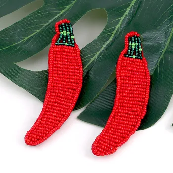 

Sehuoran 2019 Boho Beads Banana Earrings for Women Fashion Dangle Drop Earrings Jewelry Handmade Fringe Statement Earrings Women