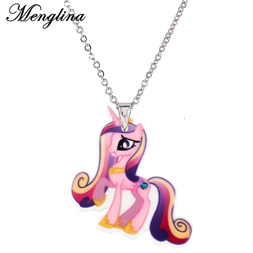 

Menglina Fashion Cartoon Horse Necklace Kawaii Little Horse Charm Acrylic Pendant Necklace For Little Girls Children's Jewelry