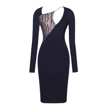 

Fashion elegant women bandage dress black autumn spring dresses beading long sleeve evening party bodycon dresses vestido