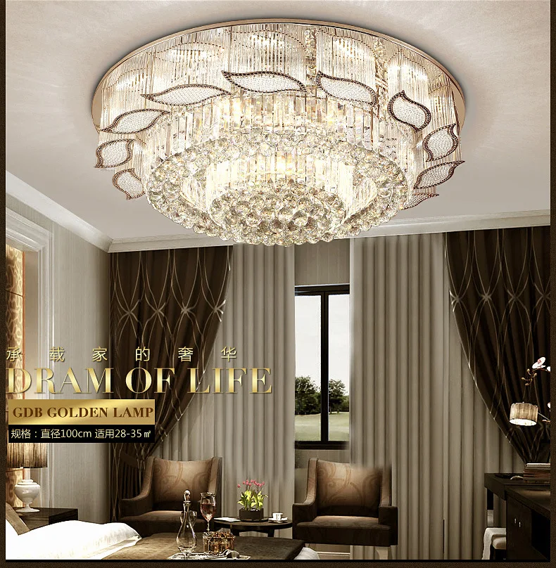 Золотая Хрустальная потолочная лампа для гостиной Plafonnier Светодиодная лампа Deckenleuchte Plafonnier Светодиодная лампа для потолка