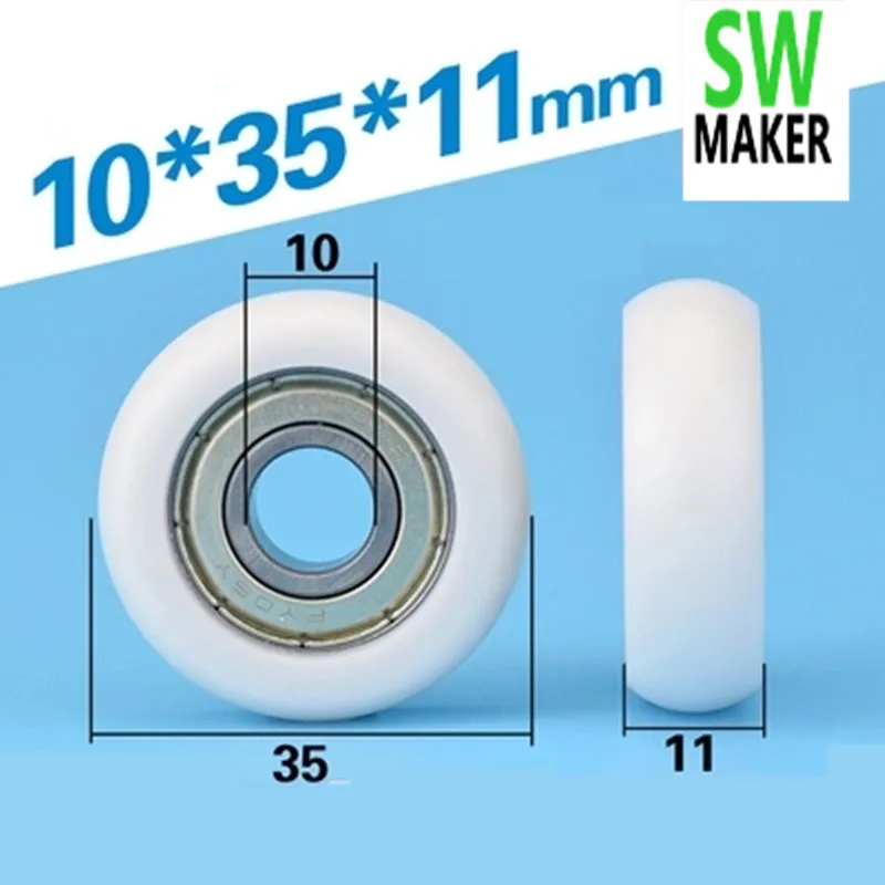

The pulley mechanical hardware 6000ZZ bearing roller bearing POM bag plastic wheel nylon wheel 10*35*11mm