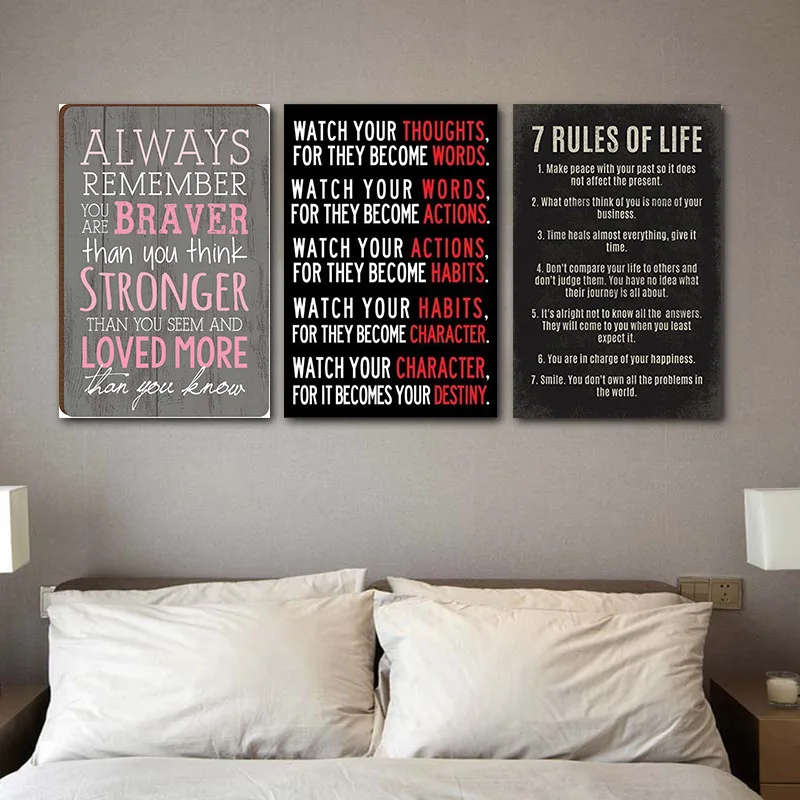 

Retro Inspirational Painting Art English Phrase Motto Life Print Poster Silk Cloth Picture Wall Paintings Modern Home Decoration