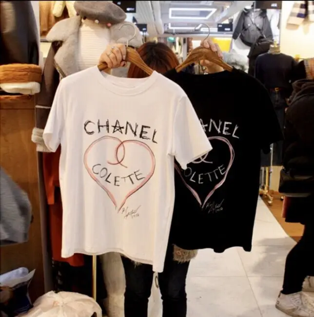 

Loving White Funny T Shirts Women 2019 New Summer Korean BF Harajuku Port Windy Loose Short Sleeve Top