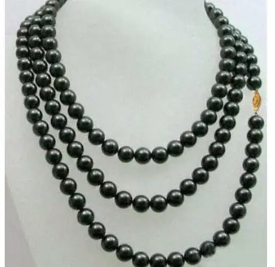 

Miss charm Jew891 50 " Savageness AAA + 9-10mm black TAHITIAN pearls necklace