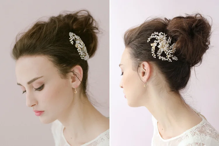 

Vintage Gold Hair Comb Crystal Vine Bridal Accessories Handmade Hair Jewelry Wedding Party Hair Pins Headpiece Decorate