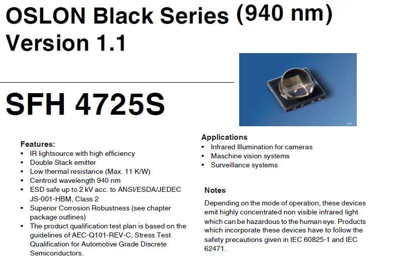 HS-802 ИК 940nm OSRAM 850nm фонарик Охота SFH 4725S ночное видение инфракрасного излучения лампа светильник