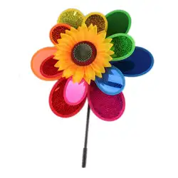 Новые Цветной Подсолнух ветряная мельница ветер Spinner Whirligig детские игрушки дворовый садовый декор