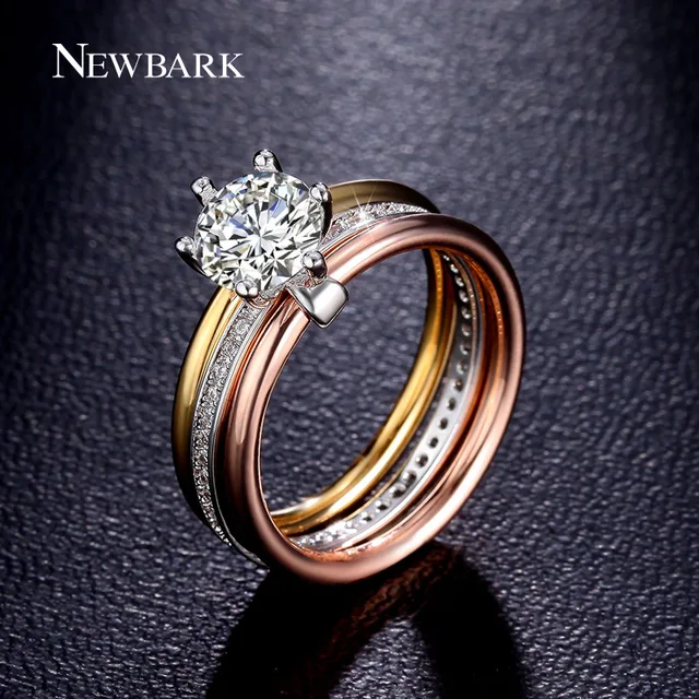 Newbark Brand 1 25ct Cz Rings For Women 3 Rounds Cubic Zirconia Newbark Brand 1 25ct Cz Rings For Women 3 Rounds Cubic Zirconia Paved Engagement Stacking