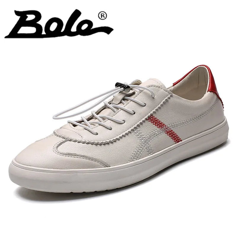 

Men Casual Leather Shoes Round Toe Lace Up Genuine Leather Shoes Flat Youth Trending Style Non Slip Hard Wearing Shoes 2colors