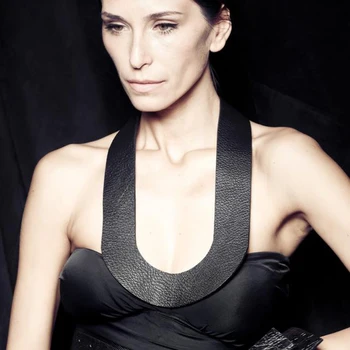 

New Luxury Fashion Leather For Women Pendant Necklace Simple Long Necklaces Leather Punk Black Necklaces Clothes Accessories