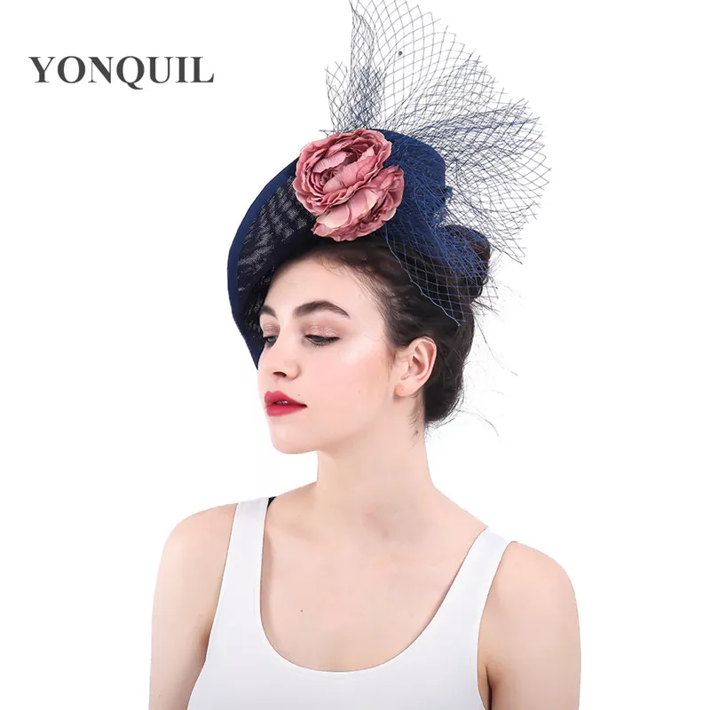 Navy Kenducky millinery вуалетки элегантные женские вуалетки шляпа с вуалью свадебные аксессуары для волос с повязкой на голову или заколками