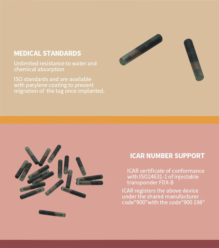 100 шт. 134,2 кГц 1,4*8 мм инъекционные отслеживания ПЭТ rfid микрочипы ISO11784/5 FDX-B для змея, собака рыбы кошка корова крупного рогатого скота ID