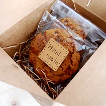 

Wholesale "Hand Made" square bakery adhesive seals stickers labels homemade DIY tags for cookie cake gift packaging decoration