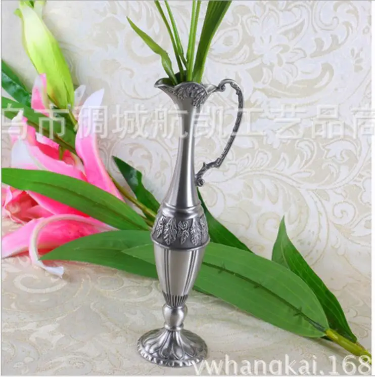 Европейские ретро металлические вазы для цветов, свадебный стол, Маленькая ваза для украшения дома, напольные вазы HP076