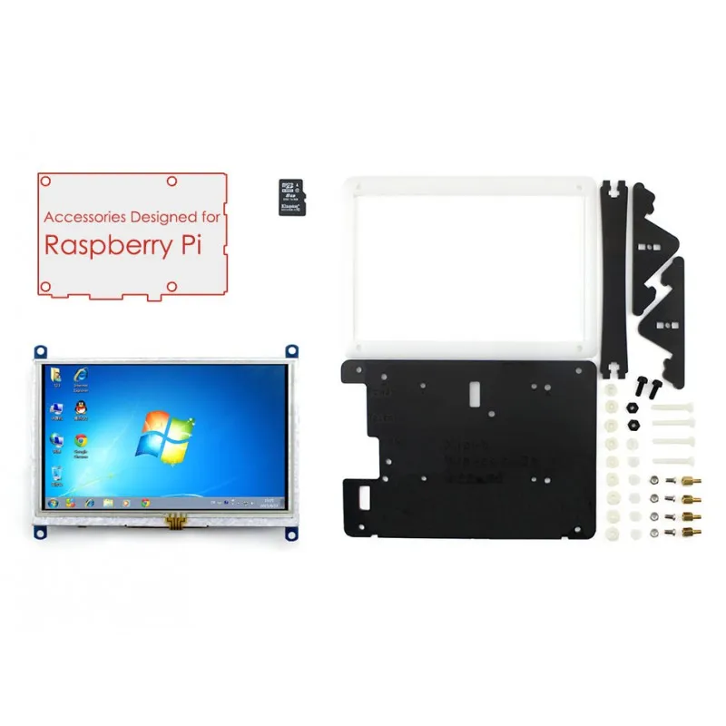Raspberry Pi Accessories Pack E with 5inch HDMI LCD (B) + Bicolor case, 16GB SD card with US/EU Power Adapter for Raspberry Pi Raspberry Pi Accessories Pack E with 5inch HDMI LCD (B) + Bicolor case, 16GB SD card with US/EU Power Adapter for Raspberry Pi